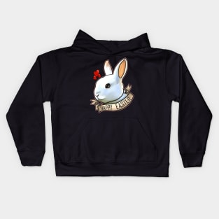 Realistic Happy Easter Bunny Head With Hearts On Easter Kids Hoodie